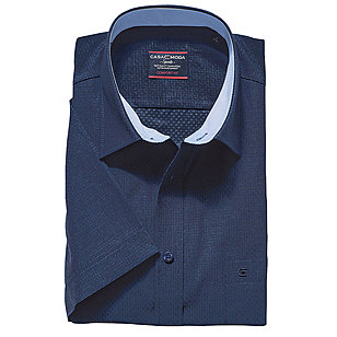 Casa Moda | Kurzarm Hemd | Kent Kragen | Baumwolle | blau schwarz