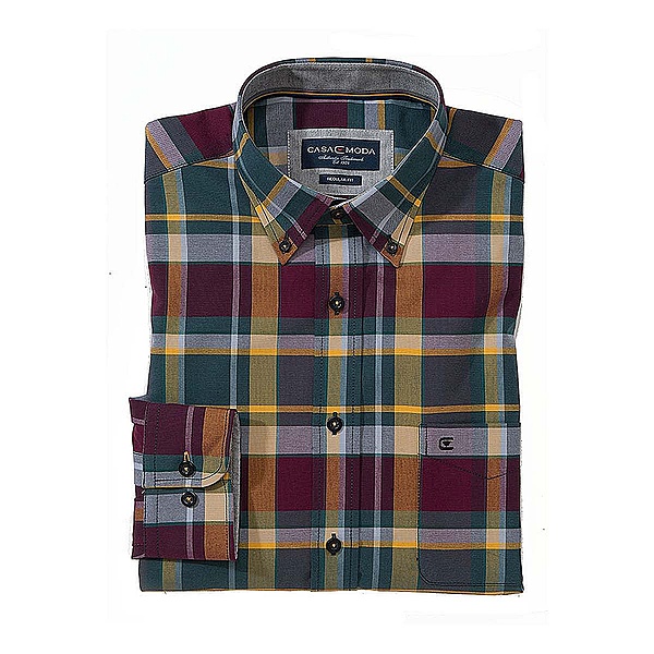 Casa Moda | Hemd Button-Down-Kragen | Farbe bordeaux Karo