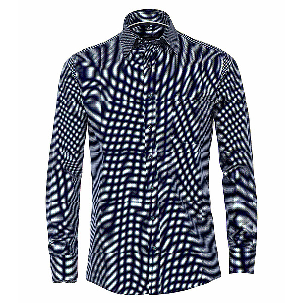 Casa Moda | Langarm-Hemd | Kent-Kragen | Baumwolle-Twill | Minimaldruck | Blau