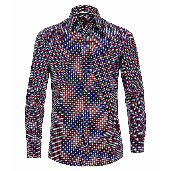   Casa Moda | Langarm-Hemd | Kent-Kragen | Baumwolle-Twill | Minimaldruck | Rot