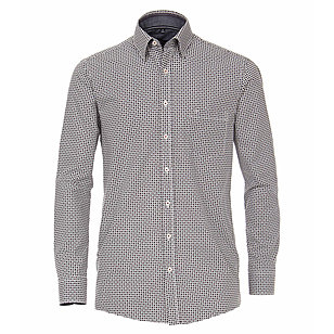 Casa Moda | Langarmhemd mit modischem Druck | Baumwolle, easy care | verdeckter Button-down-Kragen | weiß grau