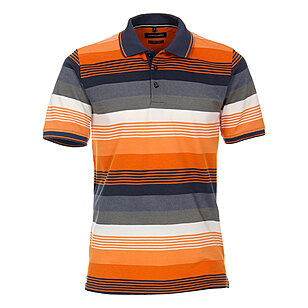 Casa Moda | Polo-Shirt mit Knopfleiste | Pflegeleichte Baumwolle | Orange Streifen