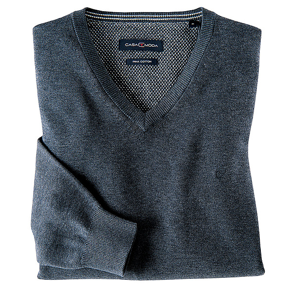 Casa Moda | Pullover mit V-Ausschnitt | Pima-Cotton | Graphit