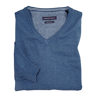 Casa Moda | Pullover mit V-Ausschnitt | Pima-Cotton | Jeansblau