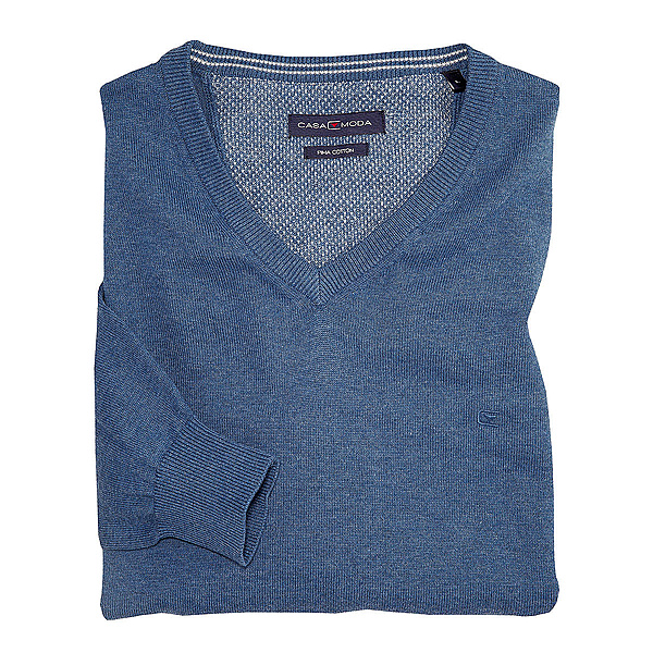 Casa Moda | Pullover mit V-Ausschnitt | Pima-Cotton | Jeansblau