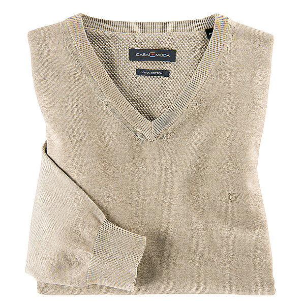 Casa Moda | Pullover mit V-Ausschnitt | Pima-Cotton | Natur