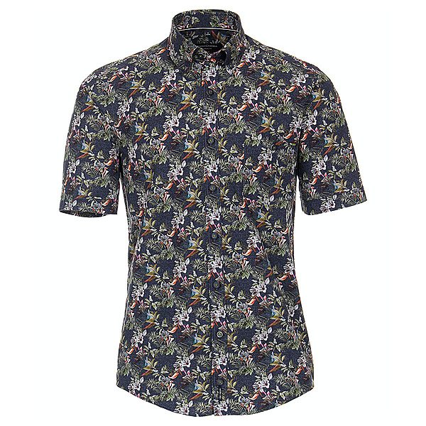 Casa Moda | Sommerhemd | Baumwolle | Button down Kragen | Blau Druck