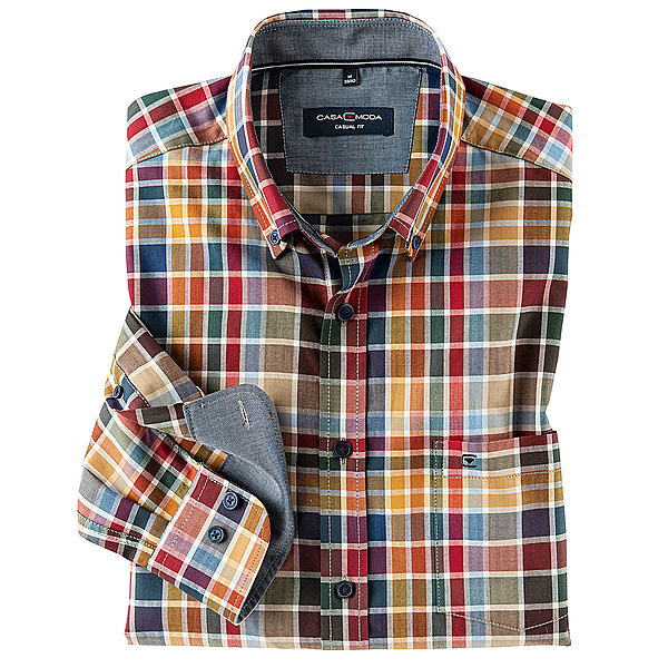 Casa Moda | Sporthemd Multicolour | Baumwolle | Button-down-Kragen | Karo