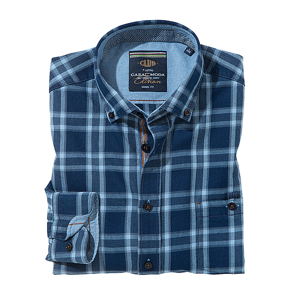 Casa Moda | Sport-Hemd Club Stil | Farbe denim karo