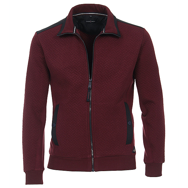 Casa Moda | Sportliche Sweat-Jacke | Jacquard-Gewebe | Burgund