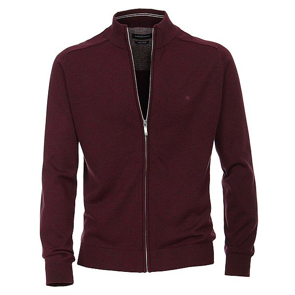 Casa Moda | Strickjacke | Cardigan mit Reiverschluss | Reine Baumwolle, mit Zipper | Farbe Burgund