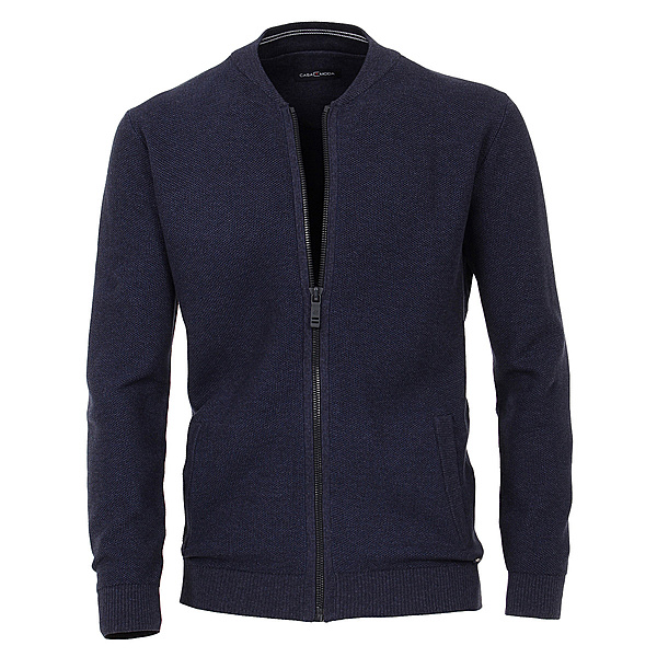 Casa Moda | Strickjacke mit Seitentaschen | Baumwolle mit Wabenstruktur | Marine