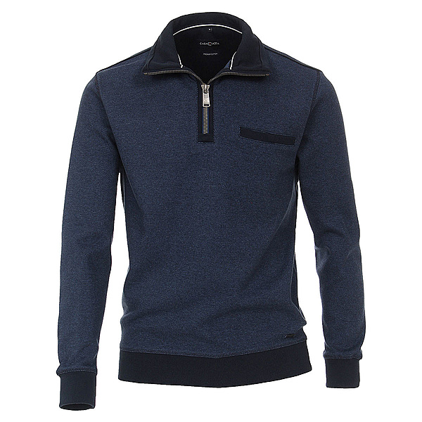 Casa Moda | Sweat Shirt | Troyer Kragen | Baumwolle | Blau