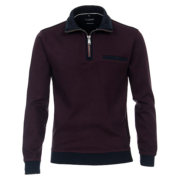 Casa Moda | Sweat Shirt | Troyer Kragen | Baumwolle | Burgund