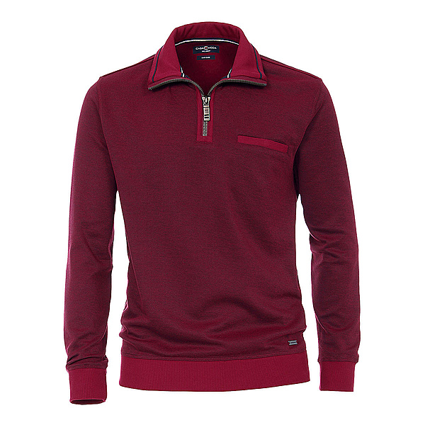 Casa Moda | Sweat Troyer | Baumwolle, mit Brusttasche | Burgund