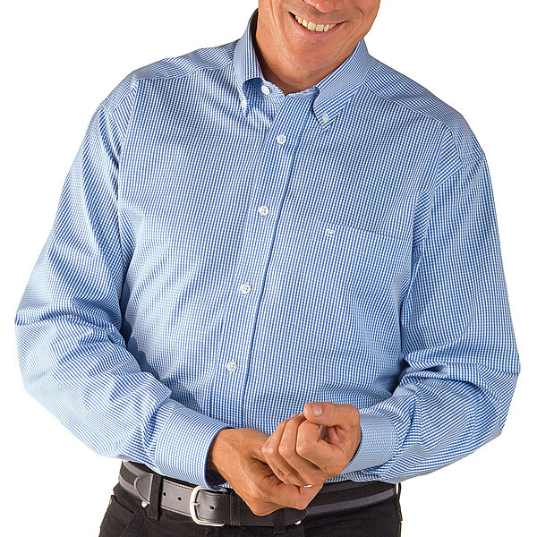 CasaModa | Bgelfreies Hemd | Button-Down-Kragen | Baumwolle | Blau Vichy-Karo