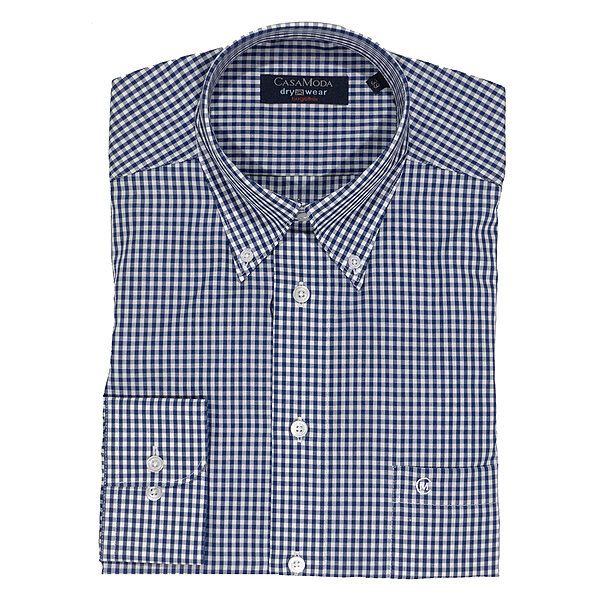 CasaModa | City-Hemd | Button-Down-Kragen | Bgelfreie Baumwolle | Blau Vichy Karo