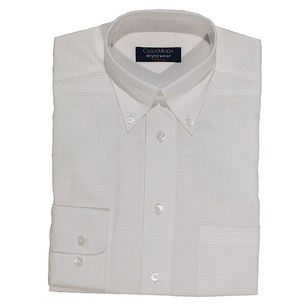 CasaModa | City-Hemd | Uni-Struktur | Button-Down-Kragen | Bgelfreie Baumwolle | Weiss