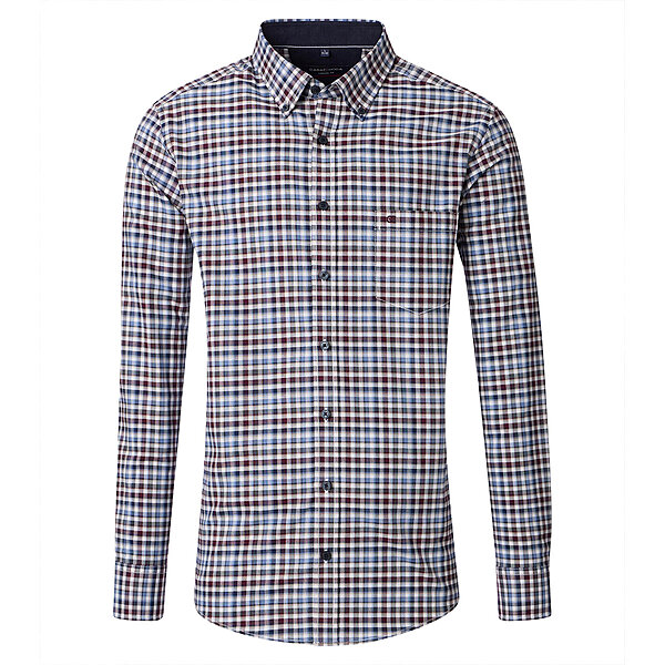 CasaModa | Freizeit Hemd | Oxford Baumwolle | Button down Kragen | Blau Karo