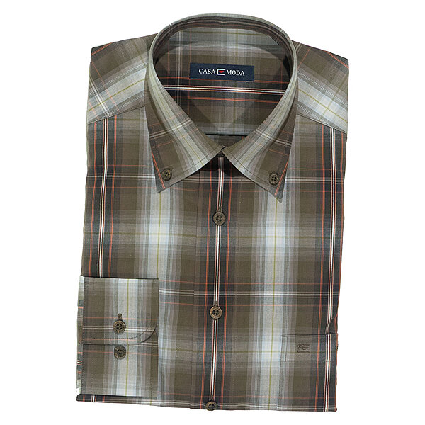 CasaModa | Freizeithemd | Langarm | Oliv Karo