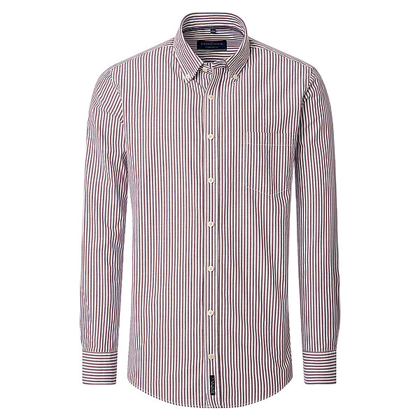 CasaModa | Freizeithemd | Baumwoll-Oxford | Button down Kragen | Burgund Streifen