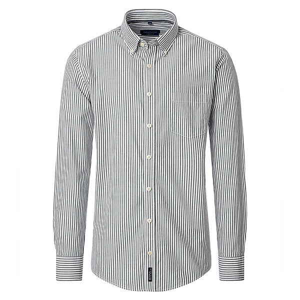 CasaModa | Freizeithemd | Baumwoll-Oxford | Button down Kragen | Oliv Streifen