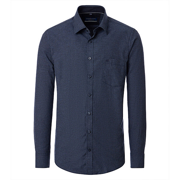 CasaModa | Freizeithemd | Baumwoll-Twill | Kent-Kragen | Blau Melange