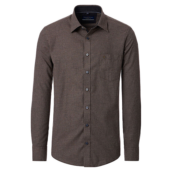 CasaModa | Freizeithemd | Baumwoll-Twill | Kent-Kragen | Braun Melange
