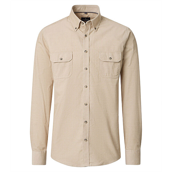 CasaModa | Freizeithemd | Baumwollcord | Button-Down-Kragen | Beige