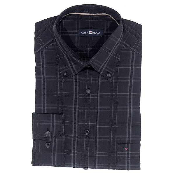 CasaModa | Freizeithemd | Baumwolle | Button-Down-Kragen | Schwarz