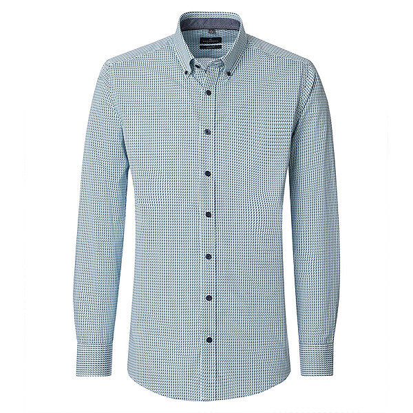 CasaModa | Freizeithemd | Baumwolle Popeline | Button-down-Kragen | Hellblau Minimal Druck