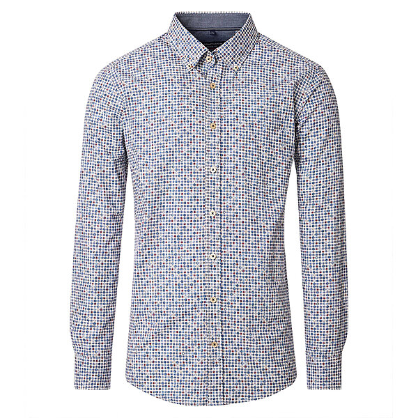 CasaModa | Freizeithemd | Baumwolle Popeline | Button-down-Kragen | Blau Allover Druck