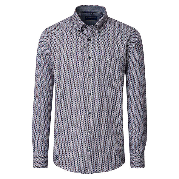CasaModa | Freizeithemd | Popeline Minimal-Druck | Button down Kragen | Burgund