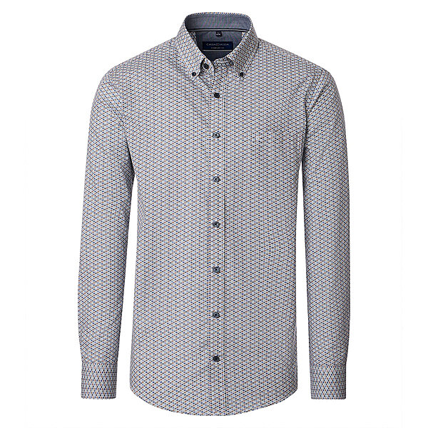 CasaModa | Freizeithemd | Popeline Minimal-Druck | Button down Kragen | Grau