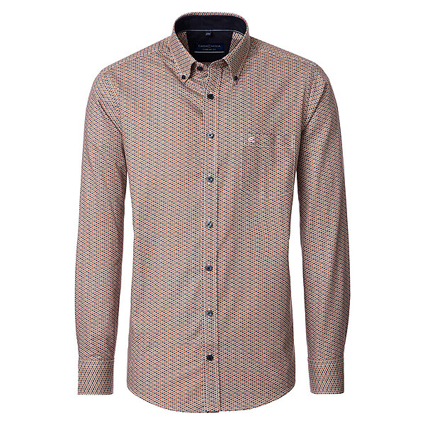 CasaModa | Freizeithemd | Popeline Minimal-Druck | Button down Kragen | Terra