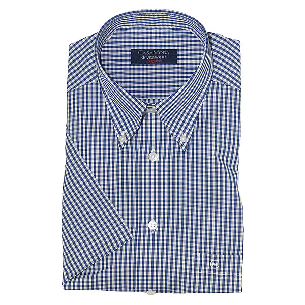 CasaModa | Halbarmhemd | Bgelfreie Baumwolle | Button-Down-Kragen | Blau Karo