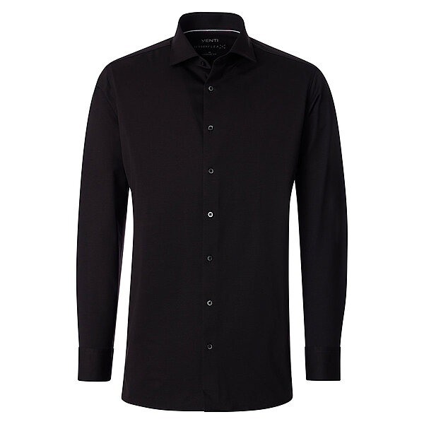  Venti | Jersey-Hemd | Kent-Kragen | Schwarz 