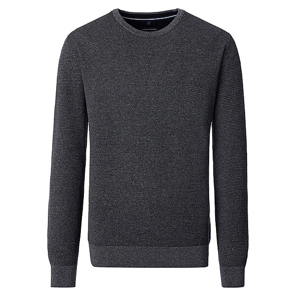 CasaModa | Rundhals-Pullover | Baumwolle Strukturstrick | Anthrazit