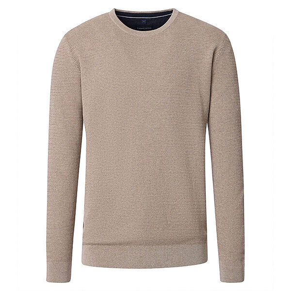 CasaModa | Rundhals-Pullover | Baumwolle Strukturstrick | Beige