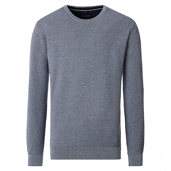 CasaModa | Rundhals-Pullover | Baumwolle Strukturstrick | Blaugrau