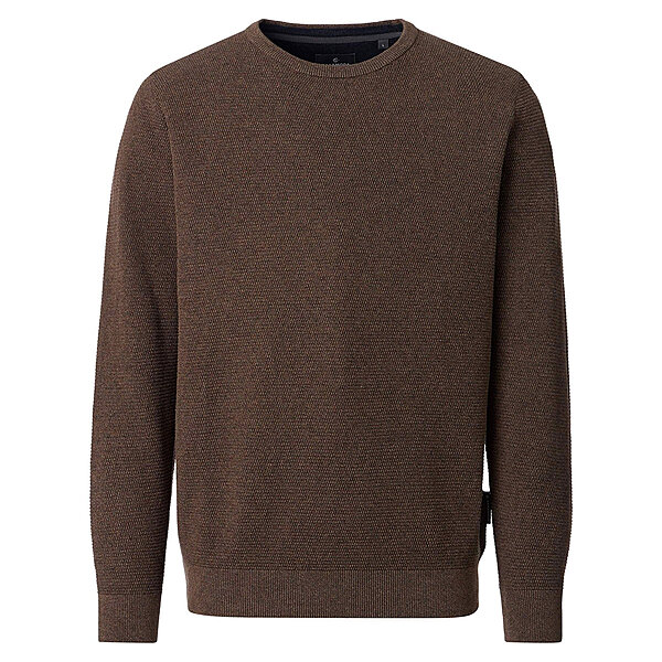 CasaModa | Rundhals-Pullover | Baumwolle Strukturstrick | Braun