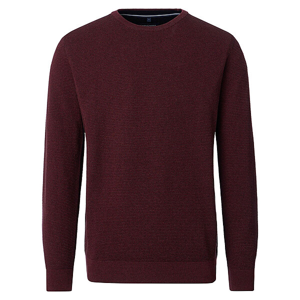 CasaModa | Rundhals-Pullover | Baumwolle Strukturstrick | Burgund