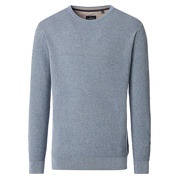 CasaModa | Rundhals-Pullover | Baumwolle Strukturstrick | Hellblau