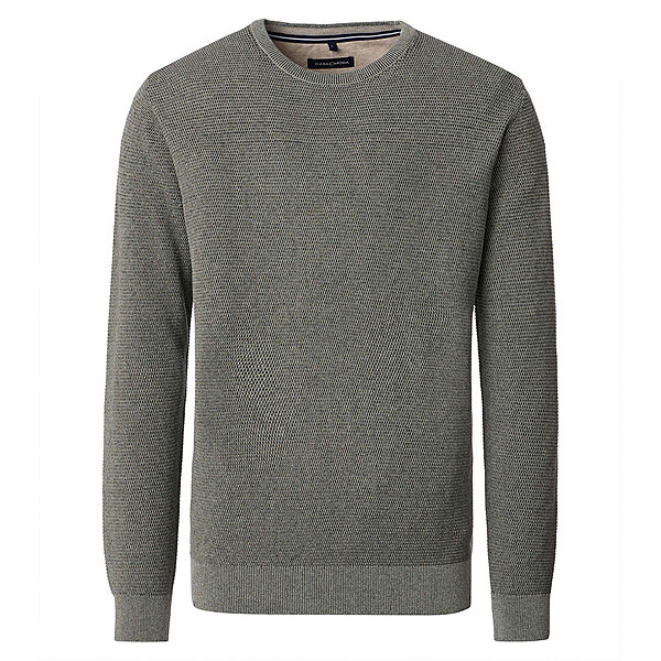 CasaModa | Rundhals-Pullover | Baumwolle Strukturstrick | Schilf