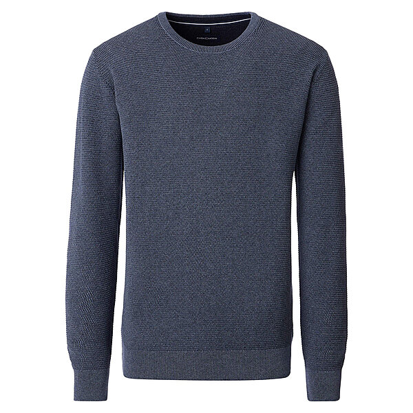 CasaModa | Rundhals-Pullover | Baumwolle Strukturstrick | Stahlgrau