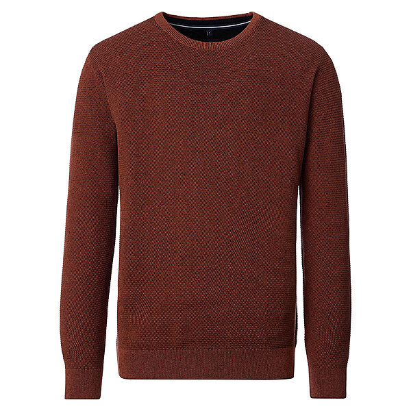 CasaModa | Rundhals-Pullover | Baumwolle Strukturstrick | Terracotta