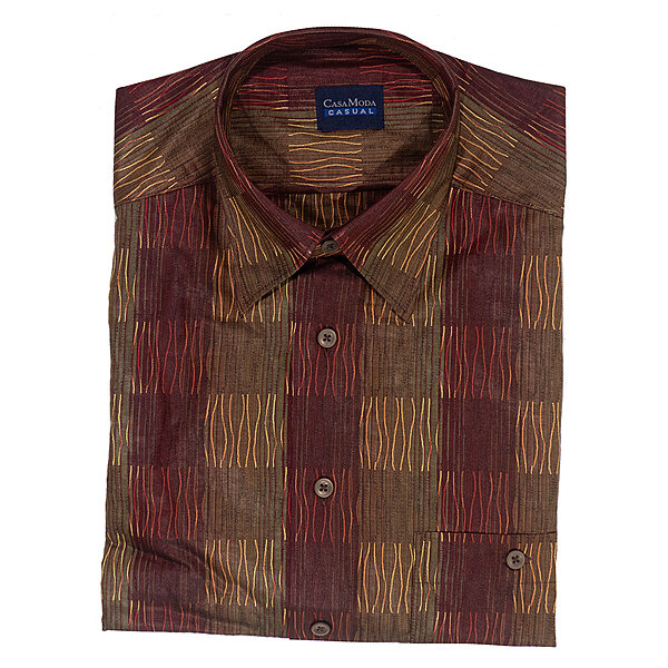 CasaModa | Sport-Hemd | Baumwolle Jacquard | Rot Gelb