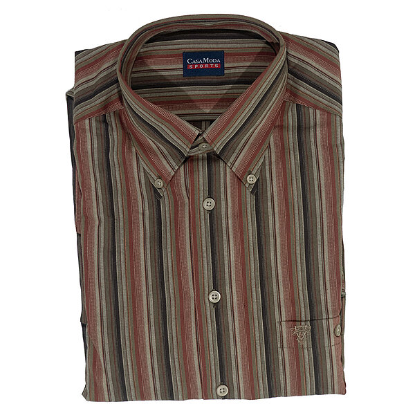 CasaModa | Sport-Hemd | Langarm | Rot Braun Streifen