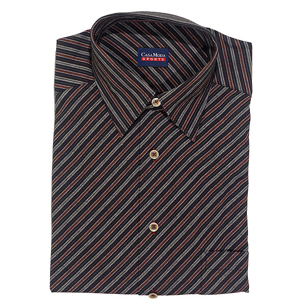 CasaModa | Sport-Hemd | Langarm | Schwarz Terra Diagonal Streifen