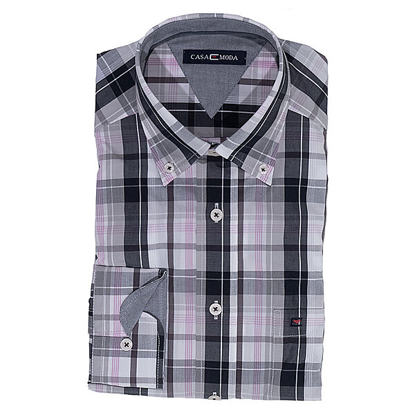 CasaModa | Sporthemd | Button-Down-Kragen | Grau Rose Karo
